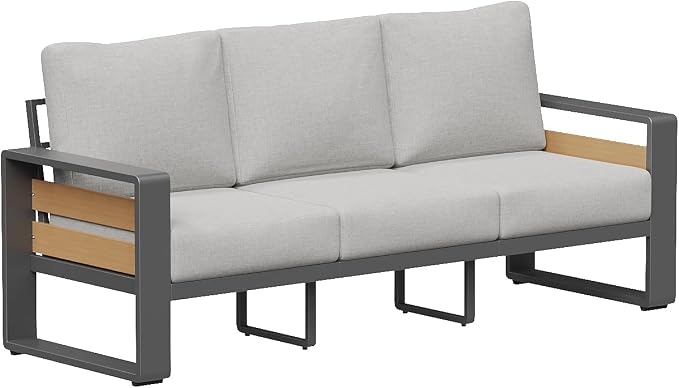 Aoxun Aluminum Outdoor Patio Furniture Set, 3 Seats Metal Sectional Patio by Aoxun