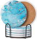 6Pcs Absorbent Coasters Set with Holder,Ceramic Drink Coaster,4 in（A5） by Hoewina