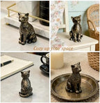 4" Brushed Vintage Bronze Sitting Cat Figurine Shelf Decor Gift - Image 7