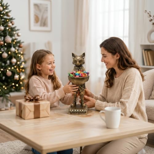 Home Decor Gift 12.6 Inch Vintage Fox Statue with Bowl, Resin Fox Figurine Serving Tray, Multifunctional Key Candy Purse Holder Bowl, Jewelry Dish Ring Holder, Desktop Tabletop Art Decor - Image 6