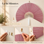 Bamboo Fan Wall Decor, Japanese Wall Fan, Red Pink 48 in - Image 5
