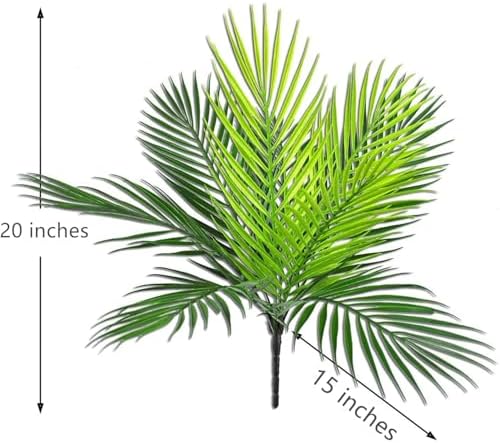 Artificial Palm Plants, Fake Tropical Palm Tree Shrubs Plastic Greenery Decor for Outdoor Indoor Home Garden Verandah Party Wedding Table Centerpieces DIY Christmas Decoration Planter Filler 4 Pack - Image 5