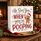 Christmas Bathroom Decor Gingerbread Wooden Box Sign - Image 3