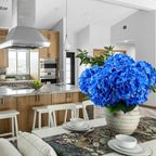 6PCS Large Silk Hydrangea Flowers, 20 in Full Faux Hydrangea Artificial Flowers with Stems Leaves for Fake Bouquets Home Wedding Party Centerpieces Arrangements Indoor Outdoor (Dark Blue) - Image 5