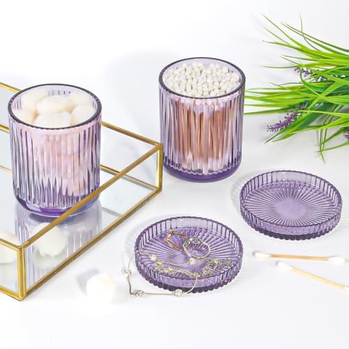 4pcs Purple Glass Bathroom Accessories Set - Image 4