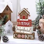 Marsui 4 Pcs Christmas Gingerbread House Decorations Wooden Table Signs - Image 2