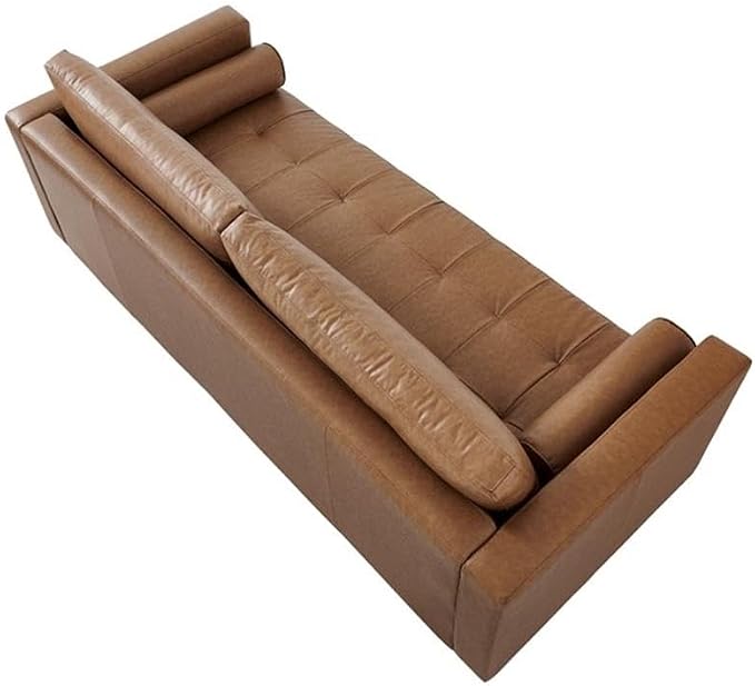 Pemberly Row Eco Leather Sofa, Light Brown Finish, High Density Sponge Foam - Image 4