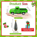 Green Christmas Decorations Vintage Metal Truck with Mini Christmas Tree - Image 3