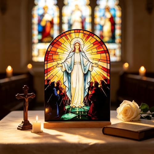 KOMI Catholic Icon Virgin Mary Stand Ornament Statue Acrylic Home Altar Decor Christian Gifts - Image 7