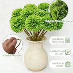 Tinsow 12 pcs Artificial Flowers Green Faux Ball Chrysanthemum Bouquet Flowers Wedding Bouquet for Spring Home Garden Party Wedding Decoration St Patricks Day Table Centerpiece - Image 4