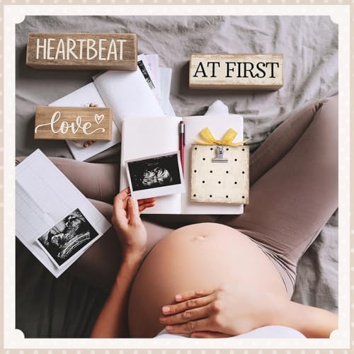 CroBlissful 4 Pcs Ultrasound Picture Frame Gender Reveal Gifts for Parents Wooden Sonogram Pregnancy Keepsake Love at First Heartbeat Pregnancy Gifts for Expecting Dad Mom, Baby Shower Decor - Image 3