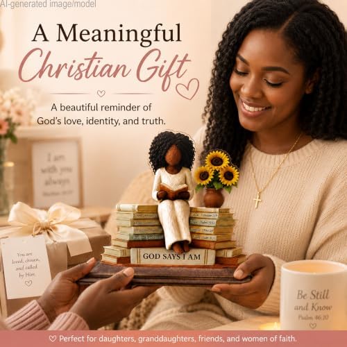 African American Christian Gifts for Women, God Says I Am Girls Desk Plaque - Image 6