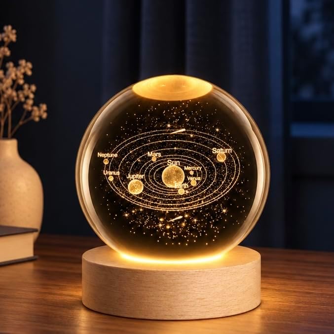 3D Solar System Crystal Ball 2.4in Universe Gifts for Space Lovers by COQIRAUSEN