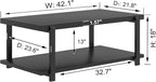 FOLUBAN Black Coffee Table, Modern Rustic Wood Center Table - Image 2