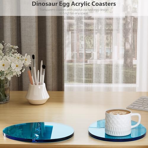 Acrylic Coaster Decorative Plates,Office Desk Accessories, Clear Dinosaur Egg Shape Coffee Cup Decor, Perfect for Tabletop Protection and Display. - Image 5