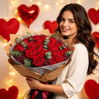 Coferset 50pcs Velvet Artificial Roses Flowers in Bulk,Red - Image 2