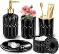 Matte Black Bathroom Accessories Set, Glass Bathroom Set, 5 Pcs by Haturi