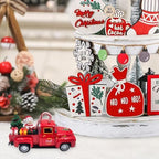 Christmas Red Truck Decor 5 Inch Vintage Farmhouse Metal Truck - Image 5