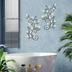 ESTART 2 Pcs Metal Tree Leaf Wall Art Vine Branch Decor,White Green Colors - Image 5