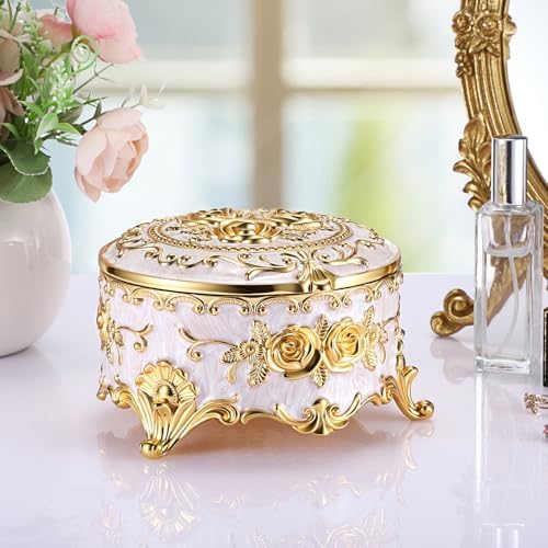 Hipiwe Metal Jewelry Box Antique Trinket Organizer for Women Keepsake Box - Image 6