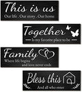 Joyhawk 4 Pieces Home Wall Decor Signs, THIS IS US/TOGETHER/BLESS THIS HOME/FAMILY Wall Decor For Living Room Bedroom, Rustic Wooden Farmhouse Wall Art Decor, 4.7 x 13.8 Inch(Black) by JOYHAWK-DesigningaBetterLife