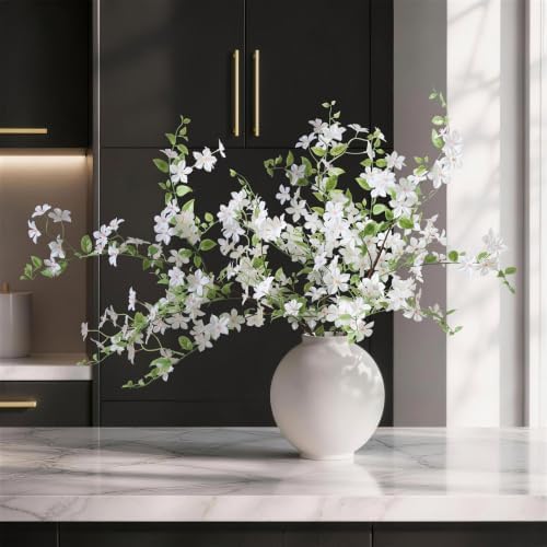 Fake Flowers, 3 Pcs Artificial Flowers Greenery Stems Faux Greenery Stems Branches for Vases Realistic Silk Real Touch Spring Greenery Stems Bulk Bedroom Office Wedding Table Summer Home Decor - Image 7