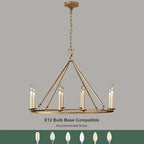 LOVEDIMA Gold Wagon Wheel Chandelier Rustic 35.4'' Candle-Shaped Metal - Image 4