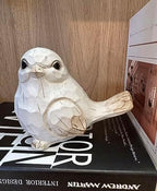 WHITE Bird Table Decor Wood Grain Effect Bird Figurine, Bird Statue Sculpture - Carved Rustic Animal Bird Ornaments - Home Decor Accents Collectible Bird Figurine for Wedding Housewarming Christmas - Image 3