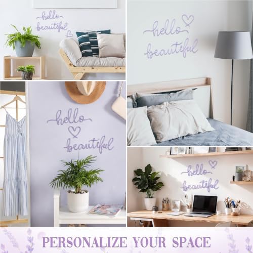 Hicarer Metal Hello Beautiful Wall Art Minimalist Wall Decor, Purple - Image 4
