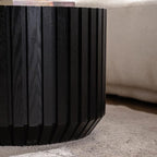 46.46'' Black Round Nesting Coffee Table Set of 2, Modern Circle Fluted Drum - Image 7