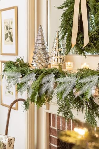 Oairse 8 Pcs Christmas Tree Picks and Sprays White Glitter Christmas Picks 28" Christmas Glitter Feathers Leaves Stems for Christmas Tree Filler Branches Wreaths Centerpieces Holiday Decorations - Image 3