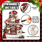 Shellwei 21 Pcs Christmas Tiered Tray Decor Set Plaid Christmas Table Sign - Image 4