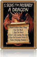 Vintage 5 Signs I’M Probably A Dragon Vertical Iron Metal Tin Sign 12x16 Inch Home Kitchen Garden Wall Decor by KIYOYOHomeIsOurHappyPlace