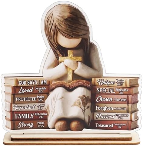 Christian Gifts for Women, God Says I Am Bible Verse Decorative Wooden Sign by KATINAT