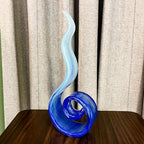 11.4" Tall Hand Blown Glass Sculpture, Murano Style Art Glass Figurine, Modern Coastal Home Decor Accent for Shelf, Table, TV Stand, Living Room Decoration - Image 6