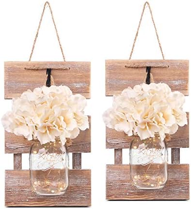 Rustic Mason Jar Sconces Wall Decor, Brown, Set of 2 by LiveinspiredLiveBesuerte