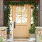 Perfnique Interchangeable Welcome sign for front porch standing, 47 x 7.9 Inch Black Wooden Leaner Sign with 10 Interchangeable Designed Icons, Modern Farmhouse Rustic Seasonal Decor for Spring Easter Fall Christmas (White) - Image 5