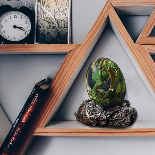 ACOCOFE Lava Dragon Egg, Crystal Dragon Egg with Luminous Base, Handmade Resin Ornaments - Gift for Christmas, Birthdays, Graduation, Holidays, Back to School (Green with Base) - Image 6