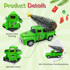 Green Christmas Decorations Vintage Metal Truck with Mini Christmas Tree - Image 4