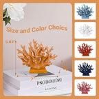 5.8" H Orange Coral Decor - Resin Coral Statue, Nautical Decor for Home, Bedroom, Bathroom, Living Room, Ocean Themed Cabinet Shelf Tabletop Decoration - Image 6