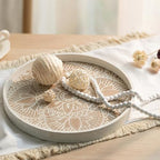 Hanobe 2Pcs Round Decorative Trays with Garland Coffee Table Decor, White by Hanobe