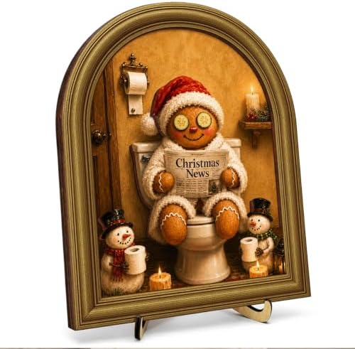 Christmas Bathroom Decor Funny Gingerbread Snowman Wall Art Table Decor by Unknown