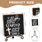 Christian Coffee Decor, Wooden Desk Sign with Metal Stand for Coffee Bar - Image 2