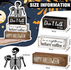 4 Pcs Halloween Coffee Table Decor Skeleton Nightmare Before Coffee Sign - Image 3