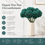 Mandy's 12pcs Artificial Teal Ball Chrysanthemum Flowers - Image 2