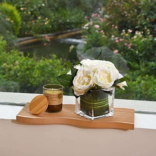 Artificial Peony Silk Flower Centerpieces Faux Floral Arrangement in Glass Vase for Home Wedding Table Decoration (Cream) - Image 6