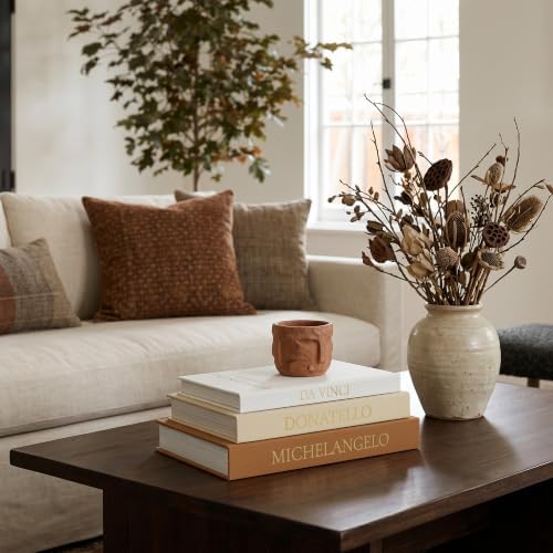 3-Piece Linen Decorative Book Box Set, Fabric Covered Fake Books for Shelf Decor, Modern Aesthetic Storage Books with Secret Compartment, Neutral Home Decor (Terracotta-Beige-White) - Image 2