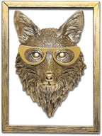 Newinhome Animal Heads Wall Decor (Includes Metal Frame) Resin Animals Sculptures Head Wall Hanging Decoration Gold vintage Wall Sculpture for Living Room Bedroom Office(Fox) - Image 2