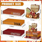 Geelin 4 Pcs Rosh Hashanah Tiered Tray Decor, Jewish New Year Party Decoration, Wooden Book Stack Signs Gifts, Shana Tova Apple and Honey Farmhouse Rustic Table Centerpiece for Shelf Coffee Bar - Image 3