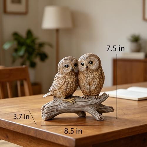 Braxio Owl Statue Home Decor - 7.5 Inch Resin Owl Couple Figurine - Image 3